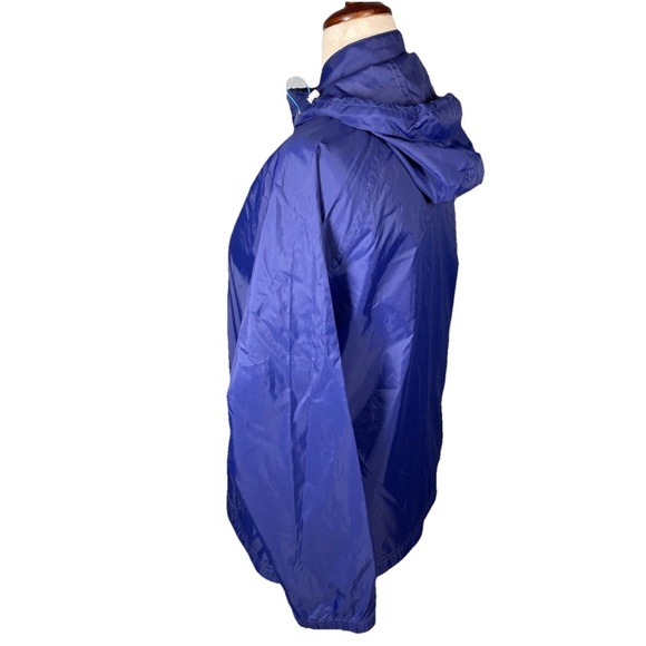 LL Bean Women's Windbreaker Rain Jacket Blue Full Zip Hooded Nylon Size Large - Picture 3 of 7